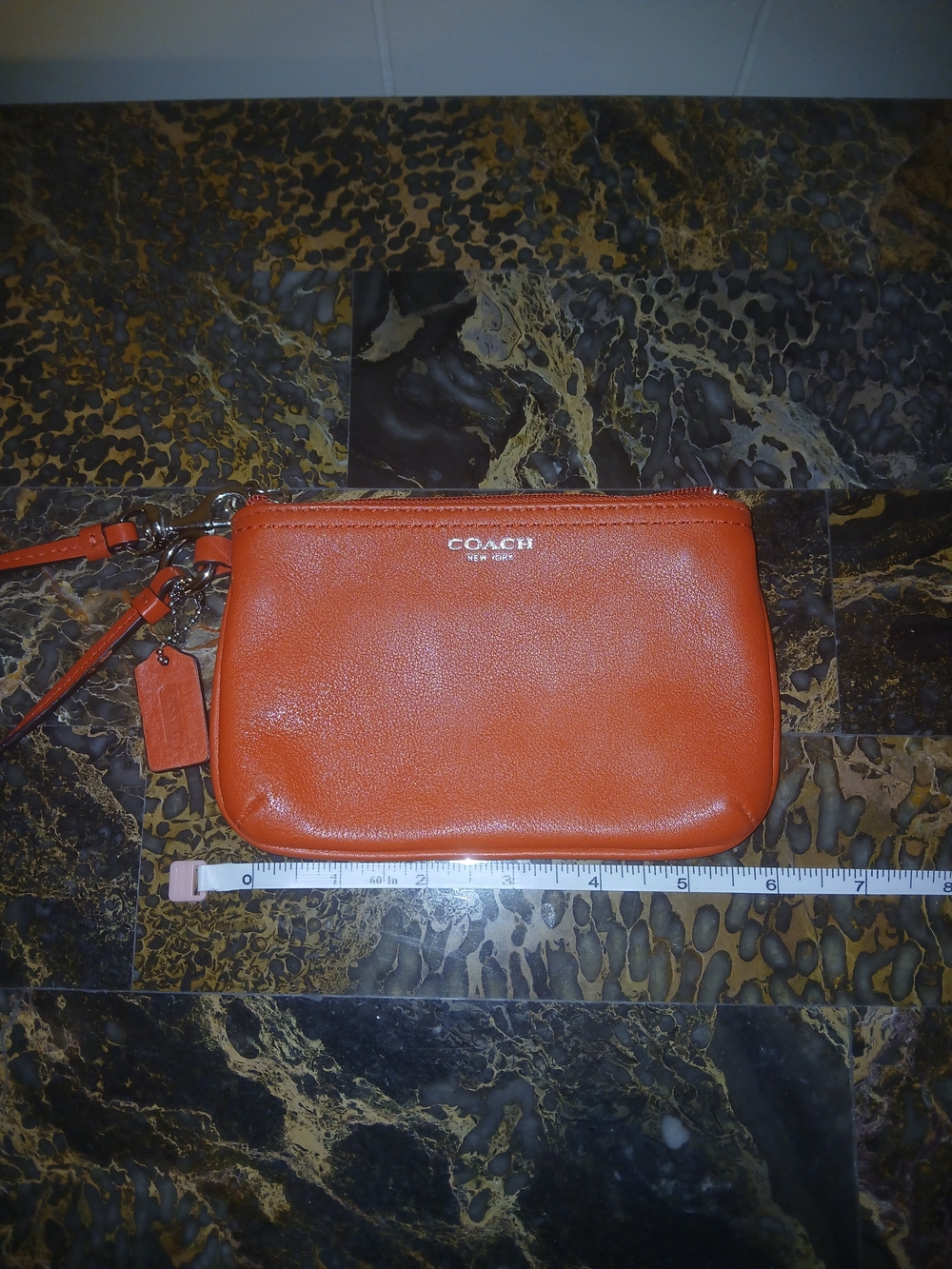 Coach Orange Leather Wristlet Clutch